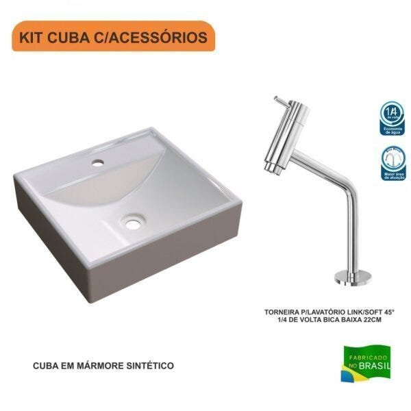 Kit Cuba Q39 com Torneira Pratika 1060 Metal 1/4 Volta Compace - 2