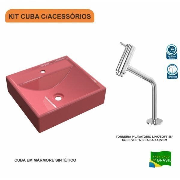 Kit Cuba Q39 com Torneira Pratika 1060 Metal 1/4 Volta Compace - 3