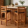 Kit 2 Banquetas Alta Pés em Madeira Balcão Bancada Cozinha Moderna Paris Área Gourmet Cor Nature - 6