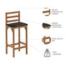 Kit 2 Banquetas Alta Pés em Madeira Balcão Bancada Cozinha Moderna Paris Área Gourmet Cor Nature - 4