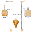 Ver imagem 2 de Kit Pendente de Madeira de 1m com Lâmpada Filamento Led Vintage Retro Formato Diamante 4w E27 Luz 22