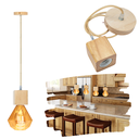 Ver imagem 1 de Kit Pendente de Madeira de 1m com Lâmpada Filamento Led Vintage Retro Formato Diamante 4w E27 Luz 22