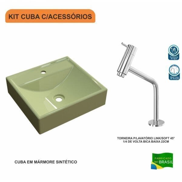 Kit Cuba Q39 com Torneira Pratika 1060 Metal 1/4 Volta Compace - 3
