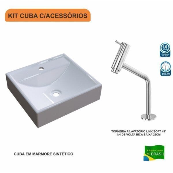 Kit Cuba Q39 com Torneira Pratika 1060 Metal 1/4 Volta Compace - 3