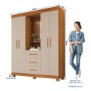 Ver imagem 4 de Guarda-Roupa 4 Portas 3 Gavetas com Espelho Penteadeira Berlim Yescasa Off White/Cinamomo