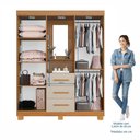 Ver imagem 5 de Guarda-Roupa 4 Portas 3 Gavetas com Espelho Penteadeira Berlim Yescasa Off White/Cinamomo
