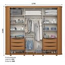 Ver imagem 3 de Guarda Roupa Casal Mozzate 2 Portas de Correr 6 Gavetas MDF-MDP Cinamomo-Avelã com Espelho 271cm