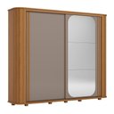 Ver imagem 1 de Guarda Roupa Casal Mozzate 2 Portas de Correr 6 Gavetas MDF-MDP Cinamomo-Avelã com Espelho 271cm