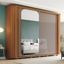Ver imagem 4 de Guarda Roupa Casal Mozzate 2 Portas de Correr 6 Gavetas MDF-MDP Cinamomo-Avelã com Espelho 271cm
