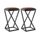 Ver imagem 1 de Conjunto 2 Bancos Banqueta Baixa Bistro Cozinha Americana Gourmet Estrutura Metalon:marrom