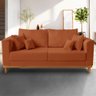 Sofá Viena 3 Lugares Com Base de Madeira Suede Terracota - Madeira Prima Deccor - 2