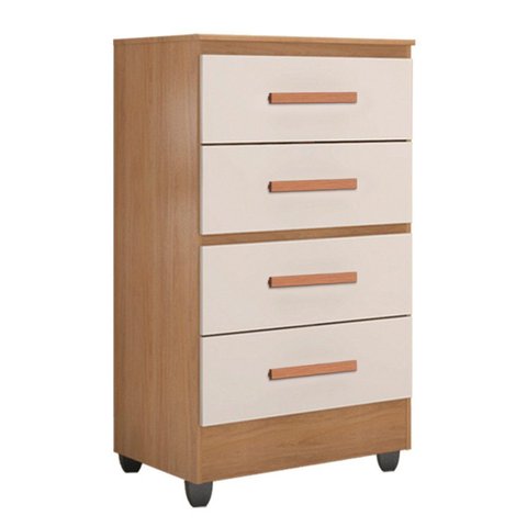 Cômoda para Quarto 4 Gavetas Lisa MDP Nature/Off White