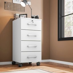 Gaveteiro Organizador com Rodinhas Escritório Quarto Madeira:branco - 2