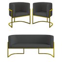 Ver imagem 1 de Kit Sofá 2 Lugares + 2 Poltronas Corino Gold Cinza