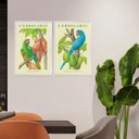 Ver imagem 1 de Kit 2 Quadros Botânicos Araras Tropicais 24x18cm - com Vidro:moldura Branca