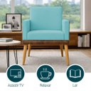 Ver imagem 3 de Poltrona Decorativa para Sala Recepção Consultório Escritório Assento Confortável Lis Suede e Corino