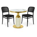 Ver imagem 1 de Conjunto Mesa de Jantar Redonda Imperial 70cm Branca com 2 Cadeiras Roma - All Black