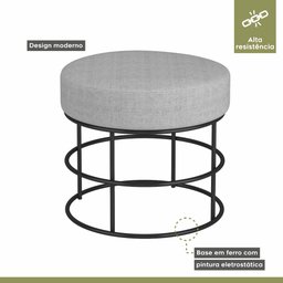 Puff Anunciação Mais Decor Preto/linho Cinza - 4