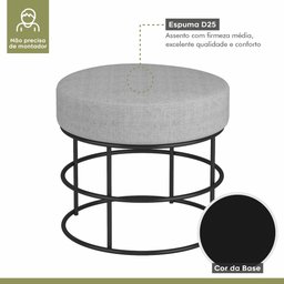 Puff Anunciação Mais Decor Preto/linho Cinza - 5