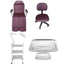 Ver imagem 1 de Kit Podologia Cadeira Luminária Exaustor Carrinho Mocho e Bandejas Fiscomed