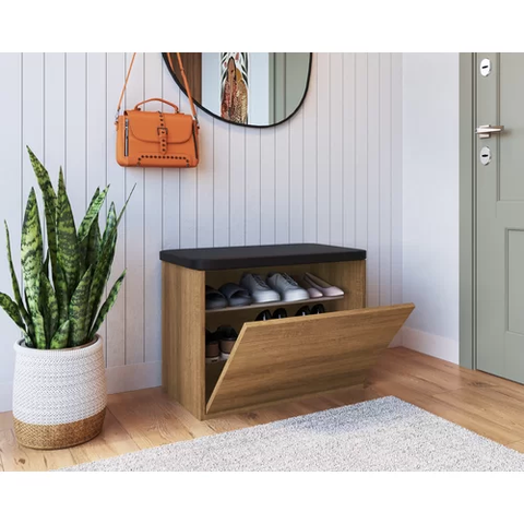 Sapateira Puff Baú Organizador de Calçados 65cm Mel Móbile