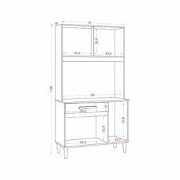 Armário de Cozinha Compacta 4 Portas Pés Plásticos e 1 Gaveta Cosina - 4
