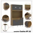 Ver imagem 3 de Armário de Cozinha Compacta 4 Portas Pés Plásticos e 1 Gaveta Cosina