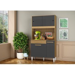 Armário de Cozinha Compacta 4 Portas Pés Plásticos e 1 Gaveta Cosina - 1