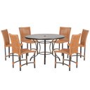 Ver imagem 1 de Mesa Ascoli 120 Cm com 6 Cadeiras Cannes de Alumínio, Pintura Marrom e Trama Tela de Corda Náutica