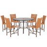 Mesa Ascoli 120 Cm com 6 Cadeiras Cannes de Alumínio, Pintura Marrom e Trama Tela de Corda Náutica - 1