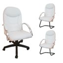 Ver imagem 1 de Kit 3 Cadeiras Escritório Day Brancas 1 giratória e 2 fixas