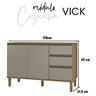 Balcão de Pia Cozinha 1.20m Vick 3 Portas 2 Gavetas Havana Taupe - Megasul - 3