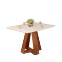 Ver imagem 2 de Mesa de Jantar Tampo Retangular Chanfrado Curvo Mad/vid 120 X 90cm Kiara Freijó Quartzo- Mabe Magazi