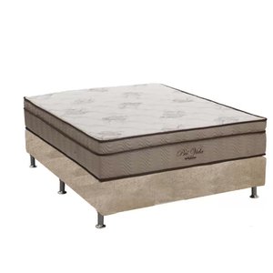 Cama Box Casal + Colchão De Molas Ensacadas Pró Vida 70X138X188:Bege