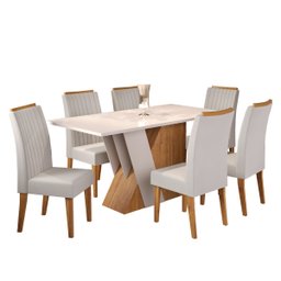 Mesa de Jantar Retangular Loreal C/6 Cad Fran Mel/blonde/marfim - 2