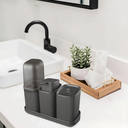 Ver imagem 6 de Kit 3 Peças Usual Banheiro Porta Escova Sabonete Algodão:cinza