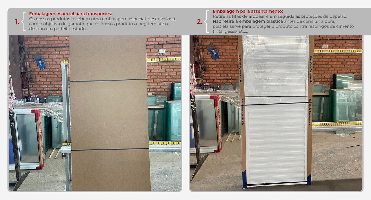 Porta Giro Laminada 0,85m X 2,10m Esquerda em Alumínio Branco – Vitrolar - 4