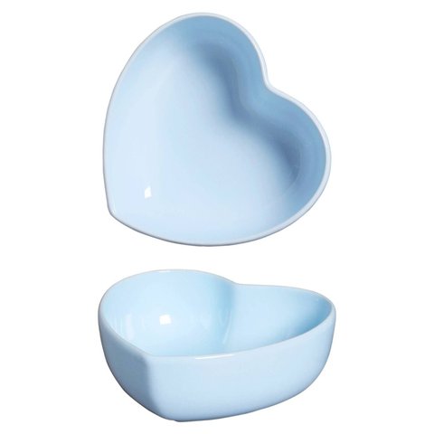 Bowl Coração Cerâmica Premium 7cm X 18,5cm X 18cm Requinte e Durabilidade na Mesa Azul Claro