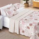 Ver imagem 2 de Colcha Ayla Casal Queen Tecido Dupla Face Microfibra 03 Peças - Rosa Floral Matura