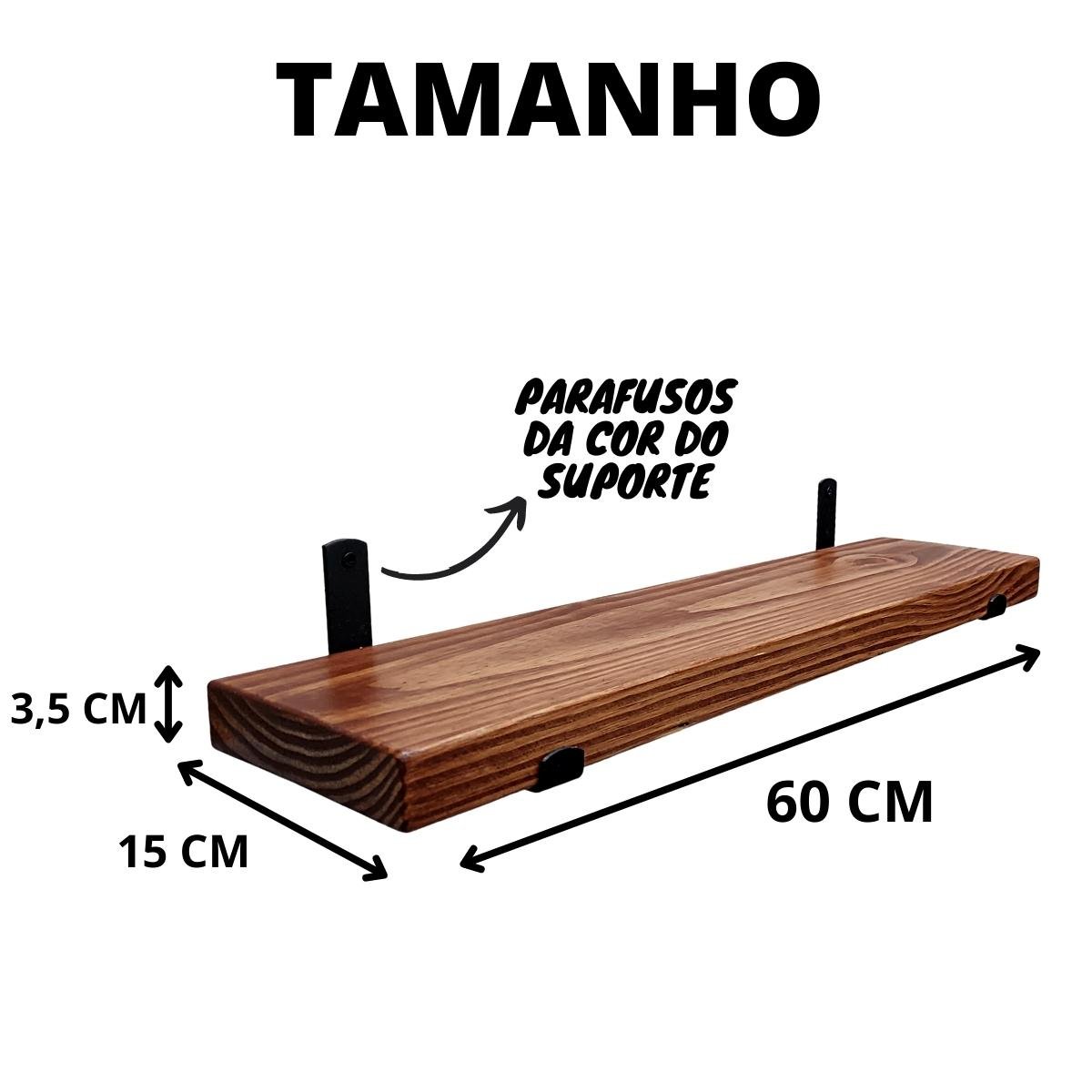 Prateleira Industrial Mão Francesa Mad Maciça Grossa 60 Cm - 4