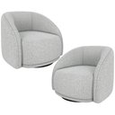 Ver imagem 1 de Kit 02 Poltronas Decorativa Giratória Angelina M03 Linho Cinza Claro - Lyam Decor