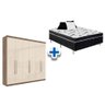 Cama Box Conjugada Casal Union Ortobom + Guarda Roupa Imaginare 6.4 Castanha/off White - 1
