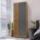 Ver imagem 6 de Cômoda Cannes 5 Gavetas com Armário Multiuso Versatile 2 Portas com Chave Carvalho Americano Grafite