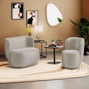 Ver imagem 2 de Kit 02 Poltronas e 01 Namoradeira Orgânica Molly Veludo Bege - Desk Design