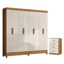 Ver imagem 1 de Guarda Roupa Casal Marajó e Cômoda Ms913 Freijó Off White – Moval