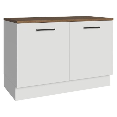 Balcão de Cozinha 120 cm 2 Portas Branco Tampo Rustic Agata Madesa