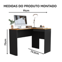 Ver imagem 5 de Escrivaninha em L Mesa de Canto para Escritório Multifuncional - Jm3 Móveis:preto/nature