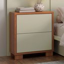 Ver imagem 1 de Mesa de Cabeceira 2 Gavetas 100% Mdf Tw55 Freijó/off White - Pradel