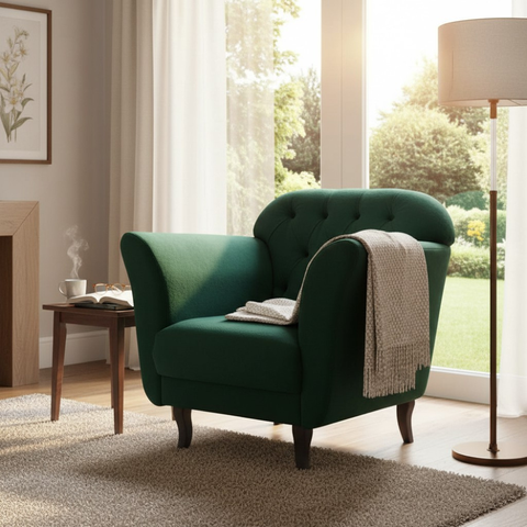 Poltrona Decorativa Dália Bouclé Verde