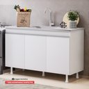 Ver imagem 2 de Balcão Buffet Gabinete de Cozinha Lux 119cm 100% Mdf sem Tampo 03 Portas Branco - Desk Design